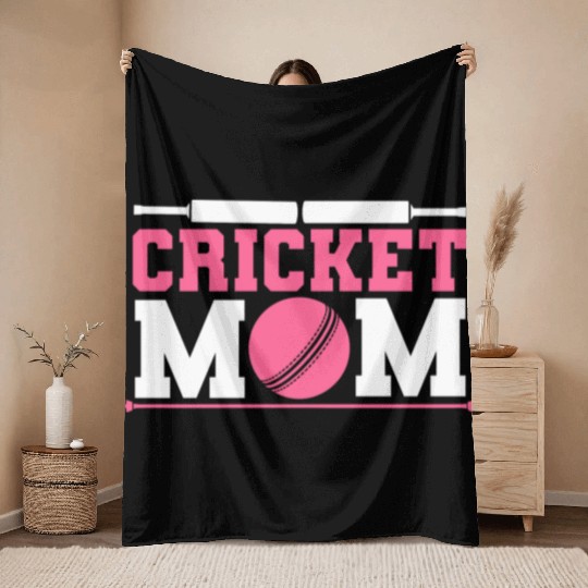 Cool Cricket Mom For Cricket Sports Lover Throw Blankets