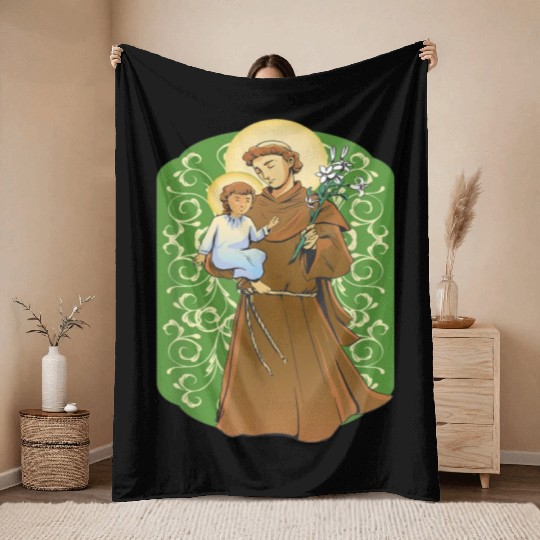 St Anthony of Padua Cute Catholic Throw Blankets