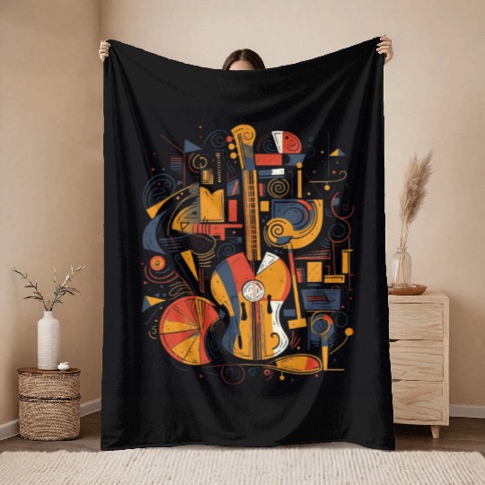 Abstract music instruments Throw Blankets