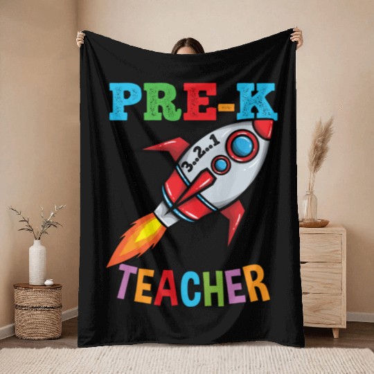 Space Pre K Teacher Preschool Back To School Throw Blankets