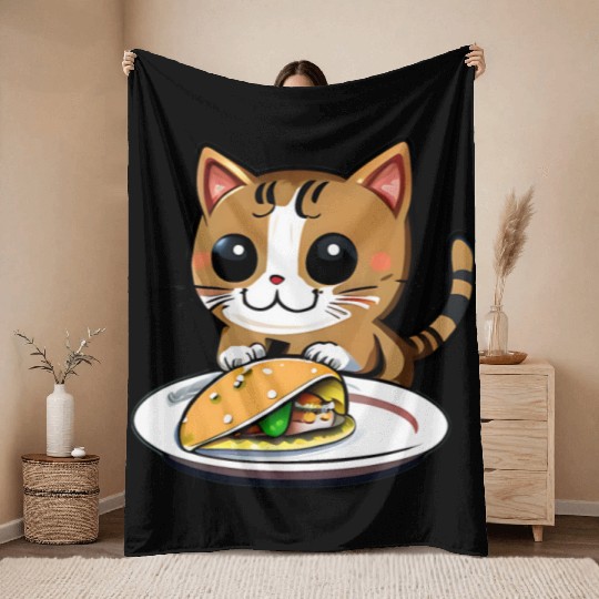 Cute Cat and Taco: A Playful Combination for Your Throw Blankets