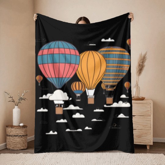 Soaring Above: Hot Air Balloon Adventures. Throw Blankets