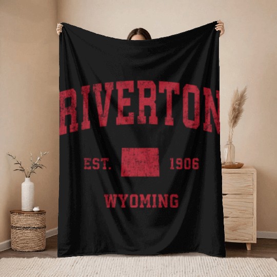 Riverton Wyoming Wy Sports Red Print Throw Blankets