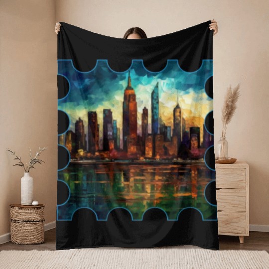 New York skyline Reverie A Symphony of Dreams Throw Blankets