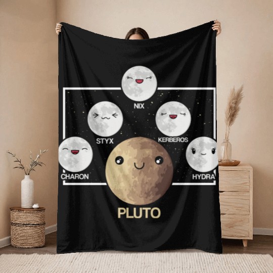 Pluto Moons Planet Space Lover Solar System Throw Blankets