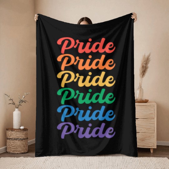 Rainbow Pride Month LGBT Ally Throw Blankets