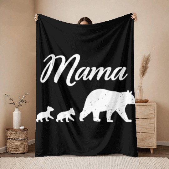 Mama Bear - With Two Cubs Twin Mom Mother's Day Gi Throw Blankets