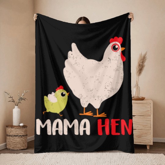 Fun Mother's Day Mama Hen Gift Farm Animal Throw Blankets