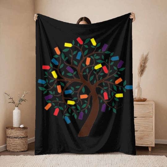 Autumn family tree Throw Blankets