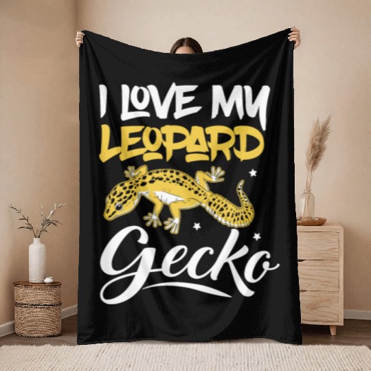 I Love My Leopard Gecko Reptile Lizard Lover Throw Blankets
