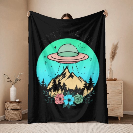 Stay Weird UFO Throw Blankets