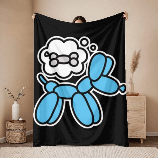 Balloon dog and bone Balloon artist Balloon animal Throw Blankets