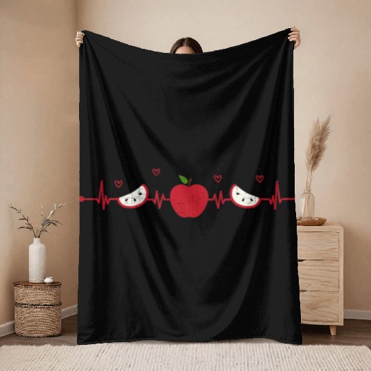 Apples Heartbeat Apple Picking Farmer Picker Throw Blankets