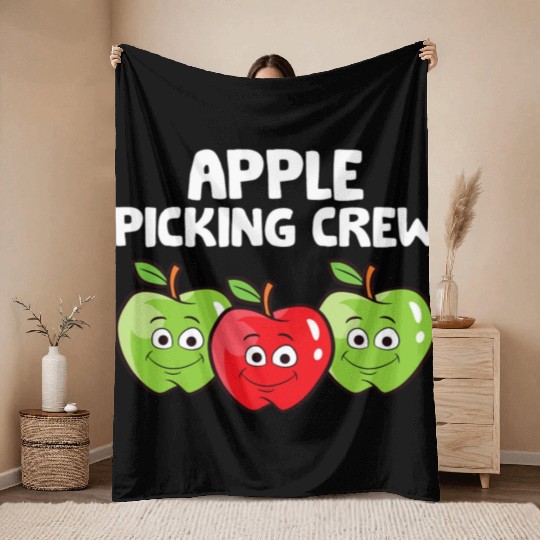 Apple Farmer Apple Lover Fruit Funny Apple Picking Throw Blankets