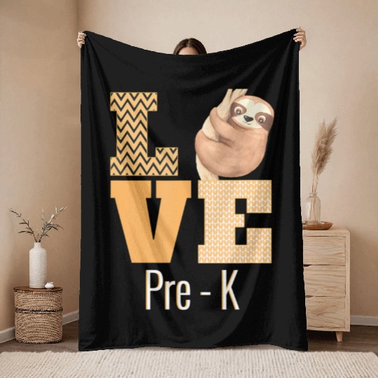 Love Pre-K Sloth Pre-K Teacher Back To School Throw Blankets
