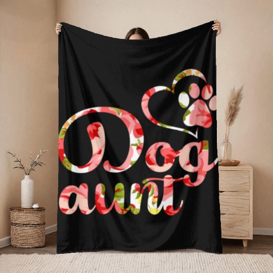 Dog Aunt Sister Flower Puppy Dog Throw Blankets