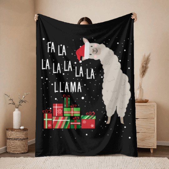 Fa La La Llama Throw Blankets