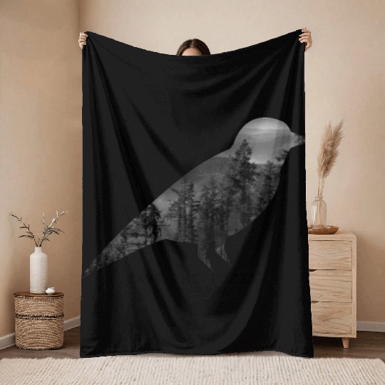 Bird Save the forest Throw Blankets