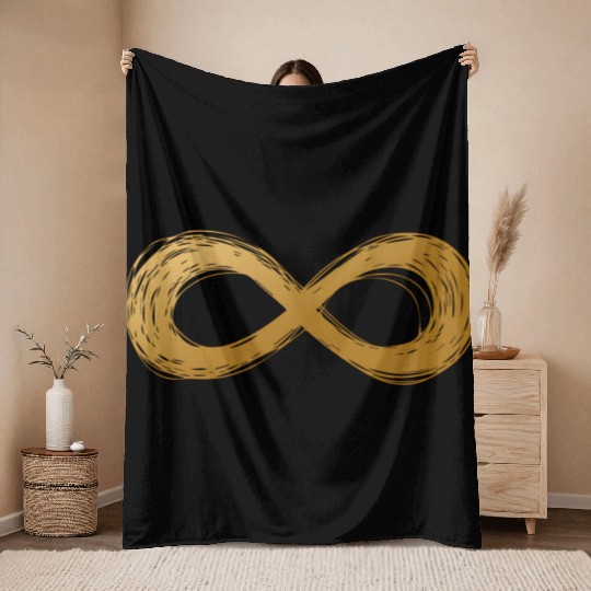 Golden Infinity Neurodiversity Symbol Autism Aware Throw Blankets