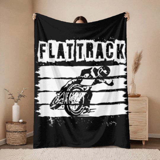 Flat Track Motorcycle Dirt Track Speedway Throw Blankets