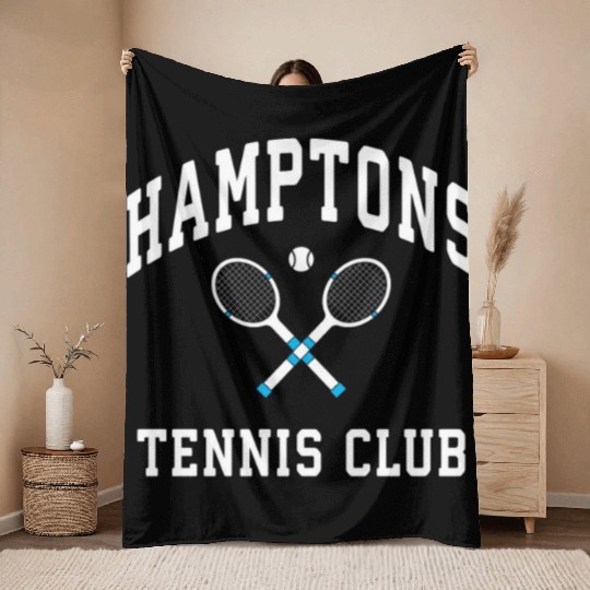 Hamptons Tennis Club Preppy New York Montauk Varsi Throw Blankets
