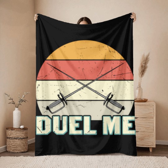 Duel Me Fencing Swords Sports Fencer Swords Throw Blankets