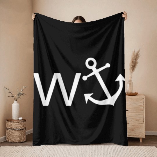W Anchor Wanker Jerk Slang Throw Blankets