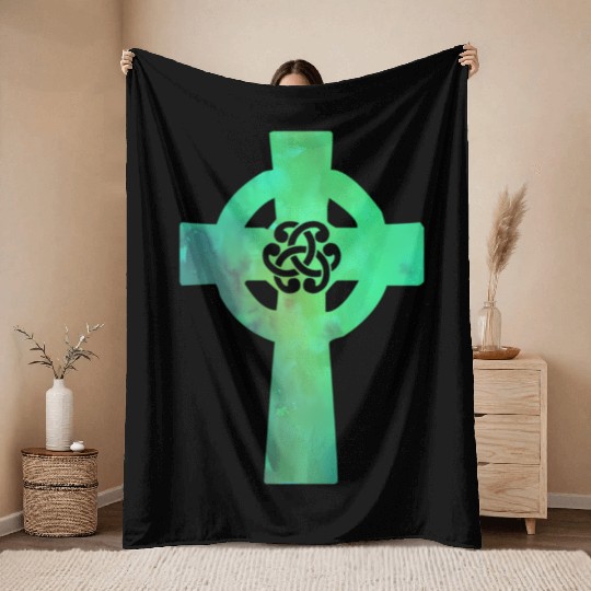 Irish Celtic Cross Knot St Patrick'S Day Christian Throw Blankets