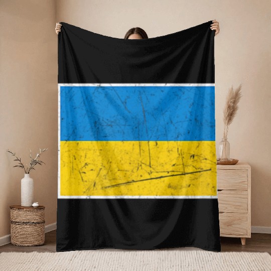 Ukraine Flag With Ukrainian National Colors Throw Blankets