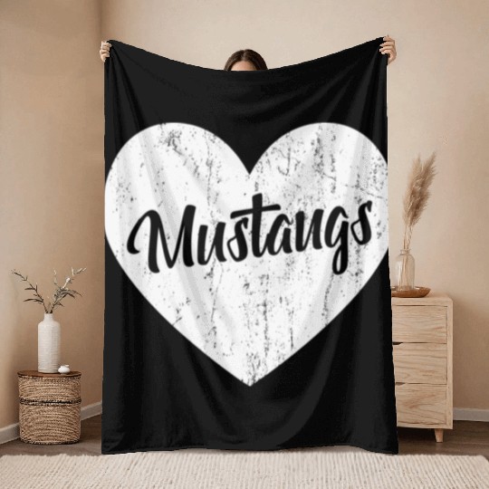 Mustangs School Sports Fan Team Spirit Mascot He Throw Blankets