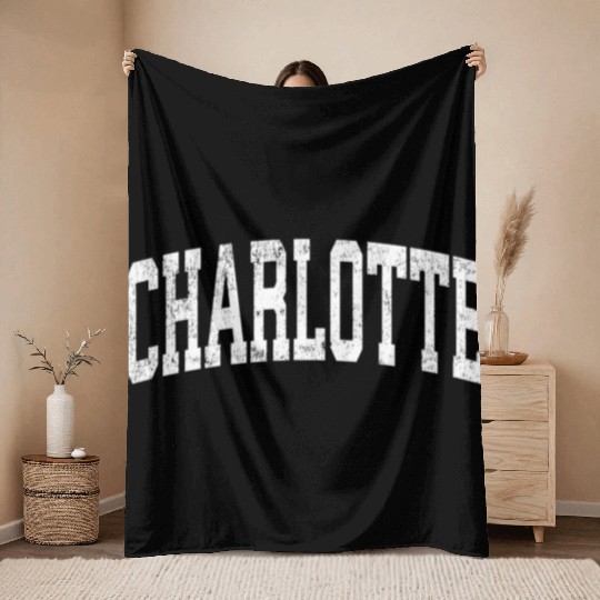 Charlotte North Carolina Nc Athletic Sports Throw Blankets