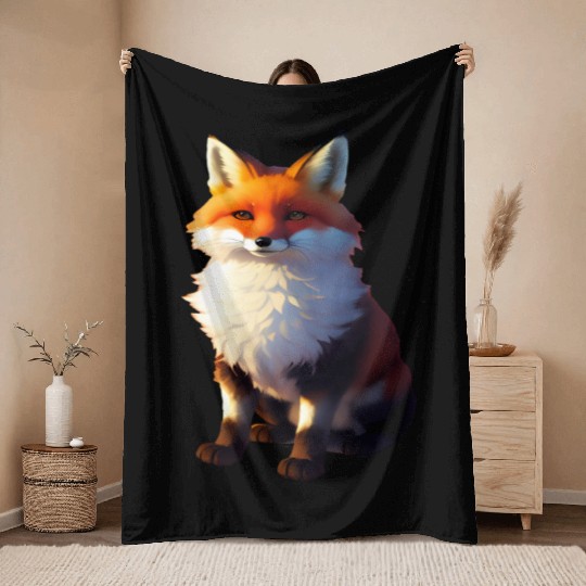Baby Red Tailed Fox Throw Blankets