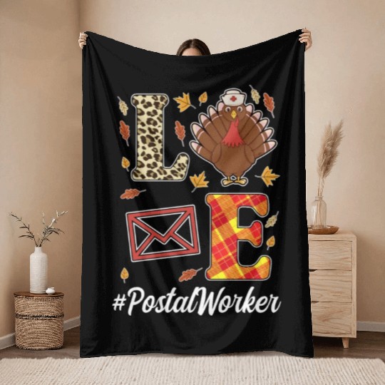 Great Postal Worker Thanksgiving Outfit Throw Blankets