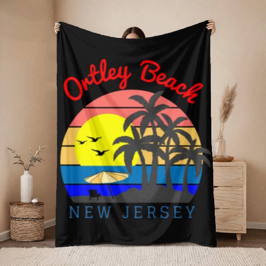 Ortley Beach New Jersey Beach Sunset Throw Blankets