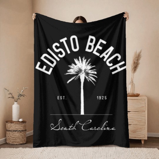 Edisto Beach Sc Palm Tree Edisto Beach Throw Blankets