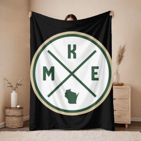 Milwaukee Circle Patch Green Throw Blankets
