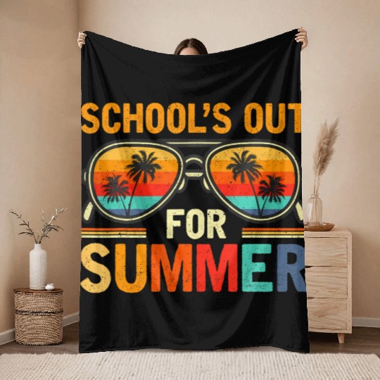 Last Day Of School Schools Out For Summer Teacher Throw Blankets