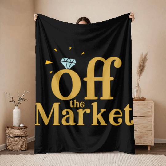 Off The Market Fiance Or Bride With Engagement Rin Throw Blankets