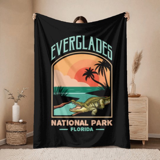 Everglades National Park Us Crocodile Florida Alli Throw Blankets