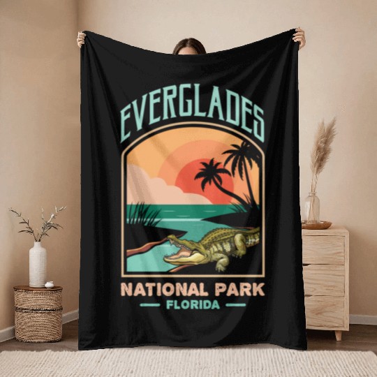 Everglades National Park Us Crocodile Florida Alli Throw Blankets