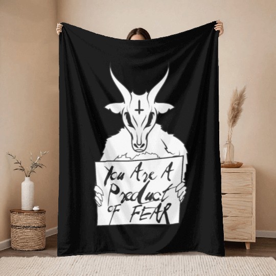 You'Re A Product Of Fear Baphomet Goat Satanic Luc Throw Blankets