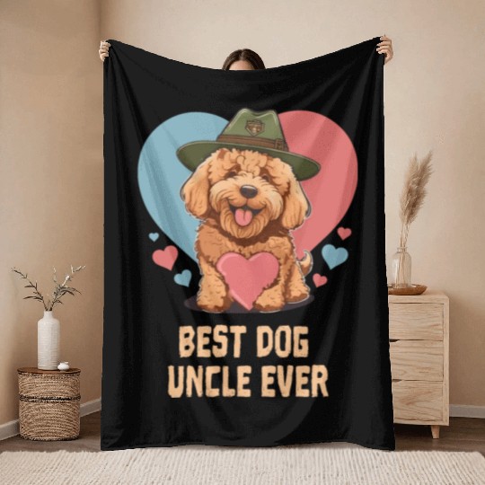 Best Dog Uncle Ever Goldendoodle Dog Dad Cute Dog Throw Blankets