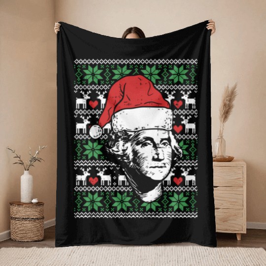 Ugly George Washington Patriotic President Throw Blankets