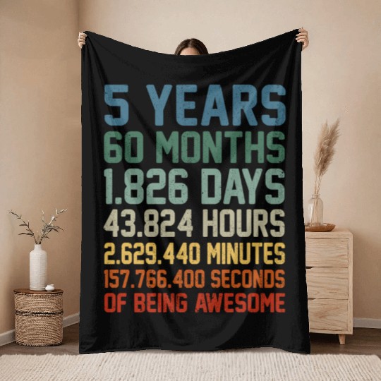 5Th 5 Being Awesome Anniversary Throw Blankets