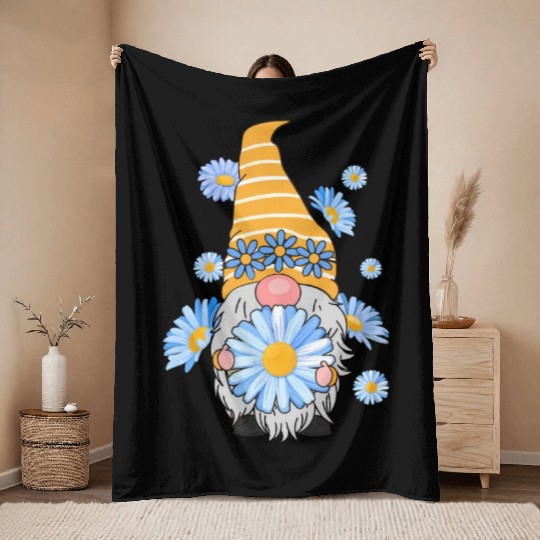 Z4R8 Daisy Gnomes Floral Gnomes Spring Throw Blankets