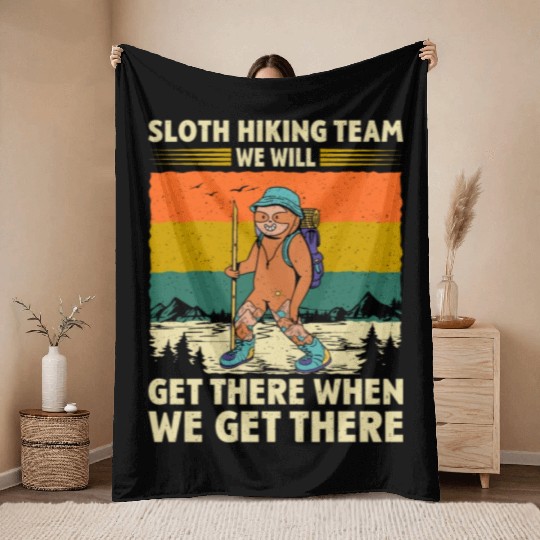 Sloth Hiking Team Wanderlust funny Mountaineer Throw Blankets