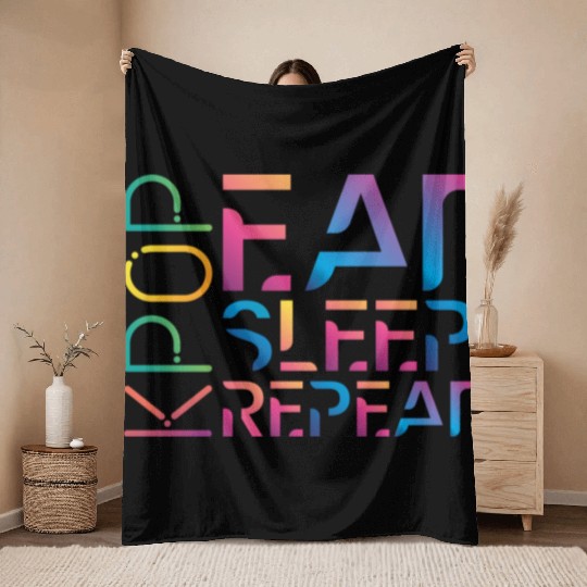 Eat Sleep K Pop Repeat Kpop Korean Hangul Seoul Throw Blankets