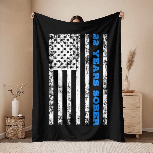 Sobriety 22 Years Sober Throw Blankets