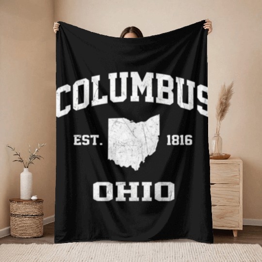 Columbus Ohio Oh State Athletic Style Throw Blankets
