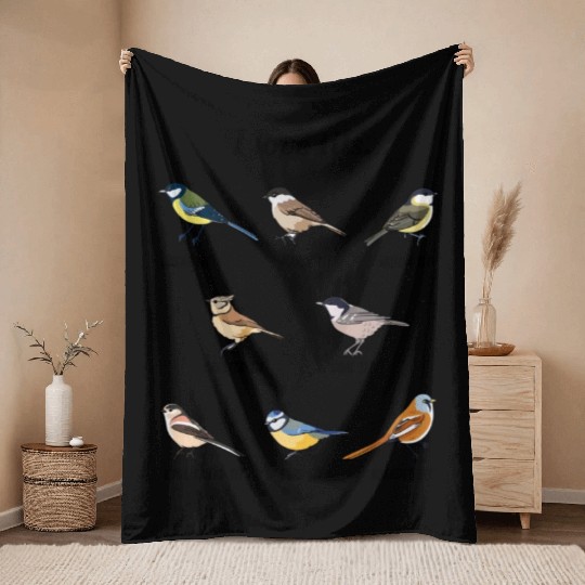 I Love Tits Birdwatching Bird Lover Throw Blankets